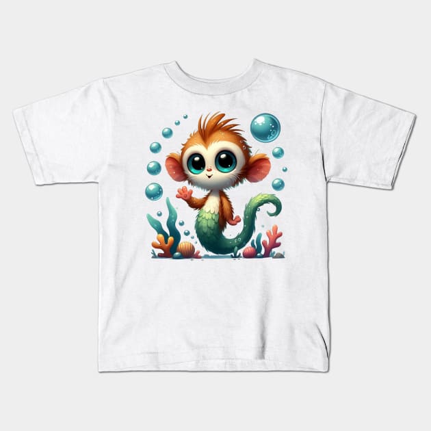 Cute Sea Monkey Kids T-Shirt by Dmytro